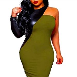 Asymmetrical Color Block Patchwork Bodycon Dress